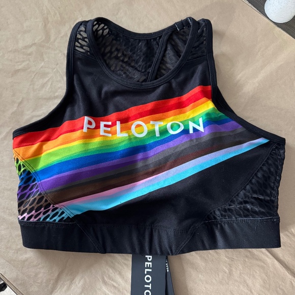 NWT Peloton Sports Bra High Neck Pride Flag Black Rainbow Size Medium - Picture 12 of 16